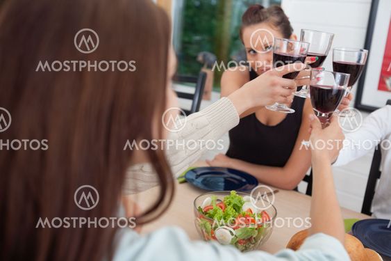 Female friends toasting