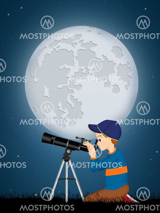 child look in the telescope