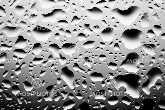 water droplets closeup, monochrome