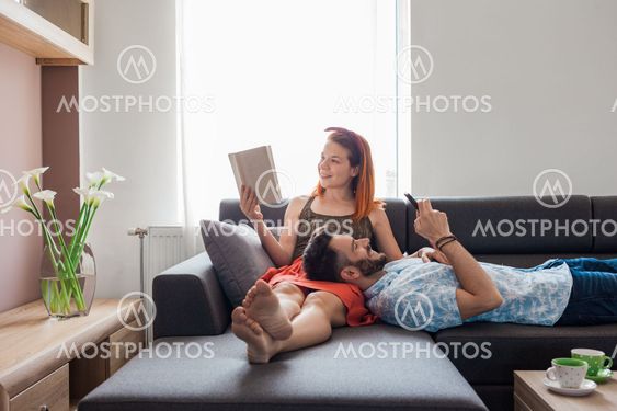 Young couple in the living room