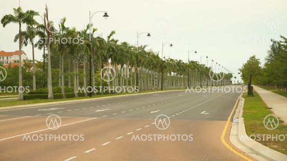 Empty new build Street in Hot Summer weather, Miri Borneo Malaysia