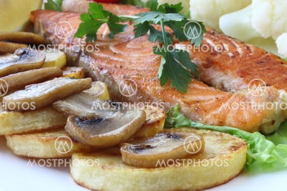 Fried salmon