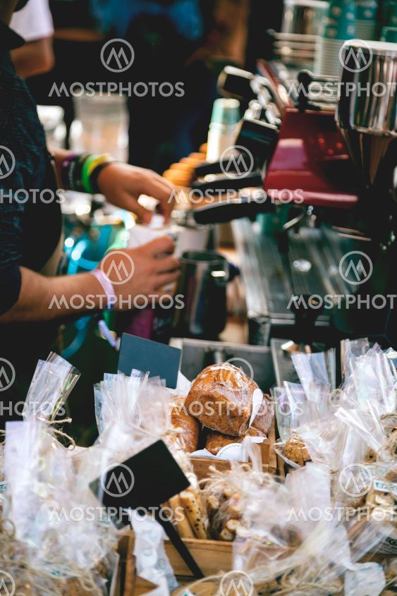 Barista making coffee
