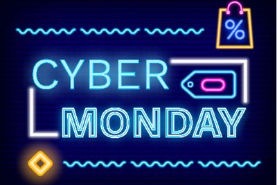 Cyber Monday Neon Sign, Discount and Deals Vector