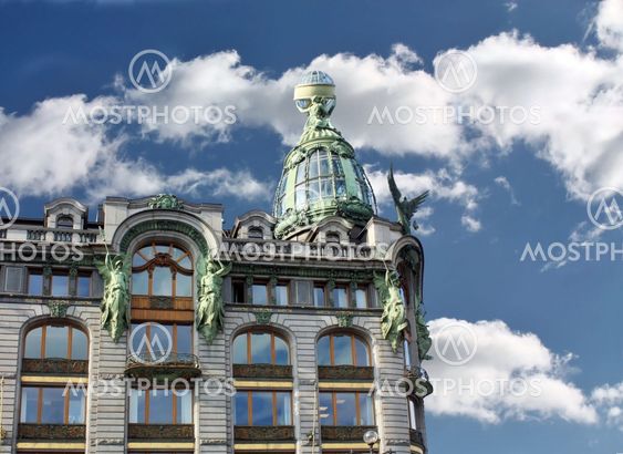 Facade of the building in modern style