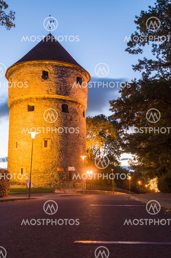 Kiek in de Kök, medieval fortification tower by night