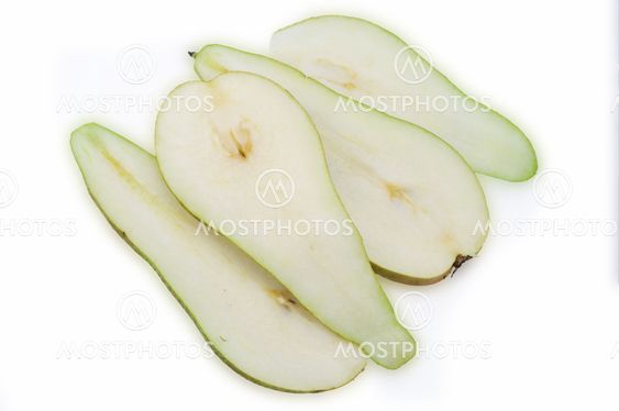 isolated slices of pear