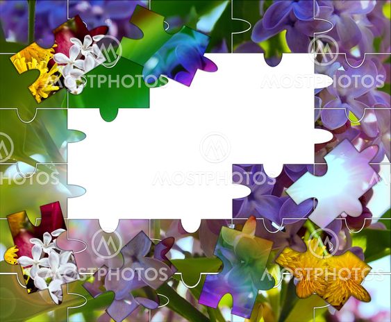 Summer and spring background made of flowers puzzles