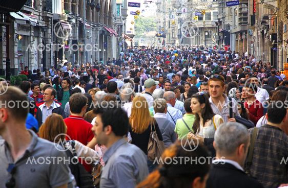 People walking on Istiklal Street in Istanbul