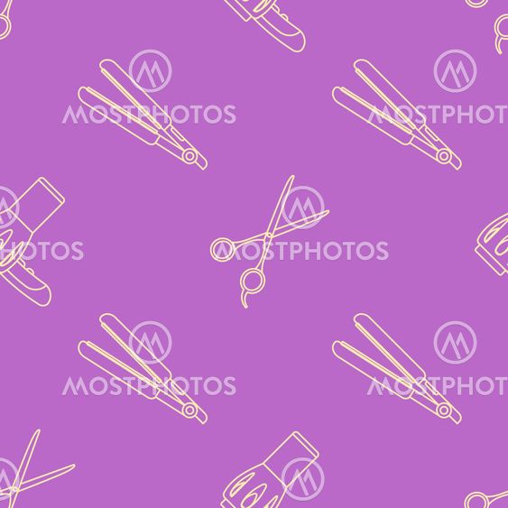 deco hairdresser tools seamless pattern