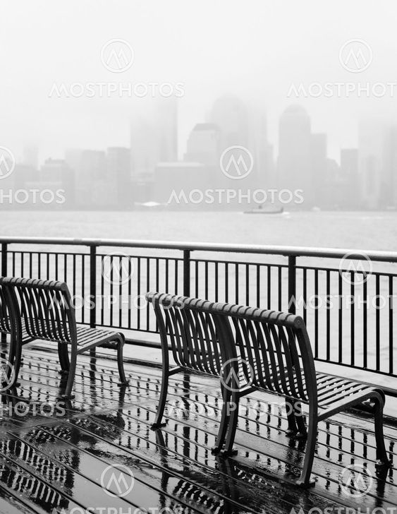 New York City skyline on a rainy day