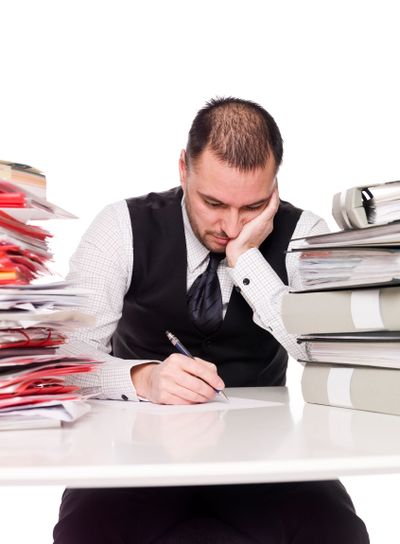 Hard working man in an office