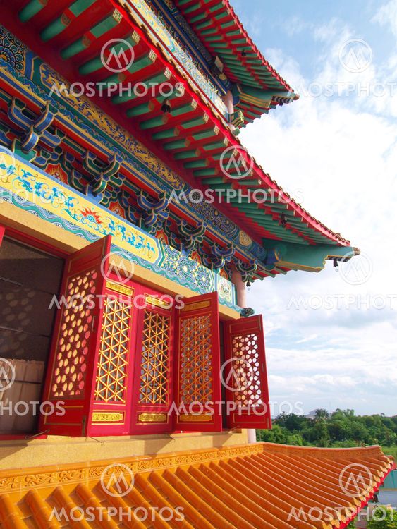 Chinese traditional windows at Chinese temple,Thailand