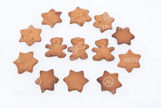 Homemade Ginger Cookies. Plain Tree Gingerbread Men and Stars