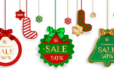 Xmas sale tags with seasonal discounts