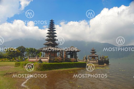 The temple on a mountain lake