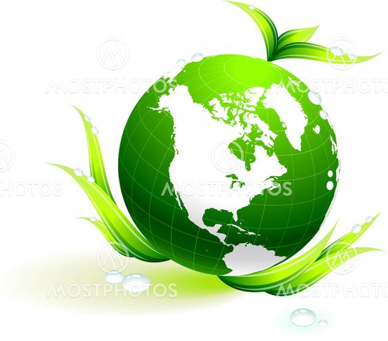 Globe on organic leaves background