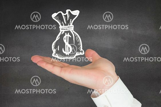 Composite image of hand presenting