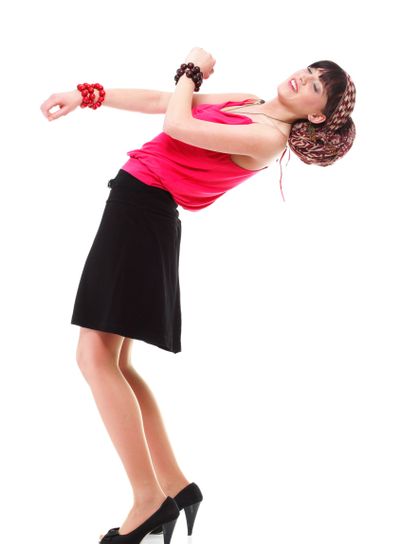 Full length woman in a turban isolated