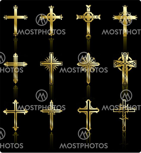 religious golden cross design collection