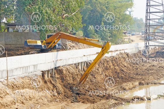 Old excavator loader machine