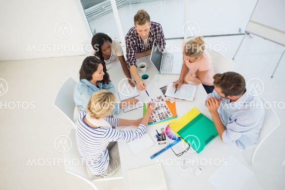 Young design team brainstorming together