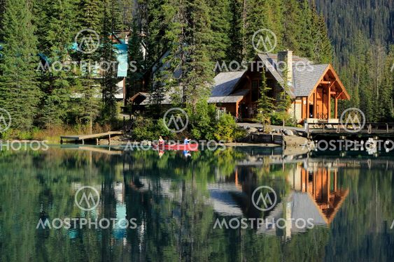 Wooden house at Emerald Lake, Yoho National Park, Canada