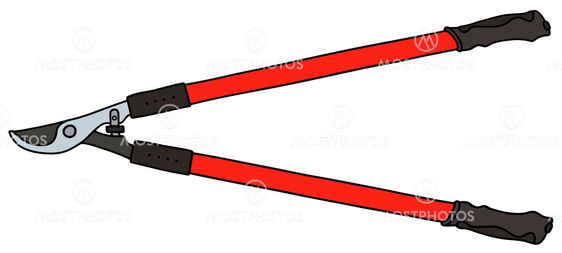 Red long garden shears