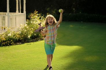 Happy childhood. Summer portrait of happy cute child....