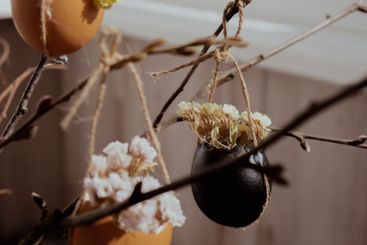 Creative handmade Easter holiday decoration from egg...