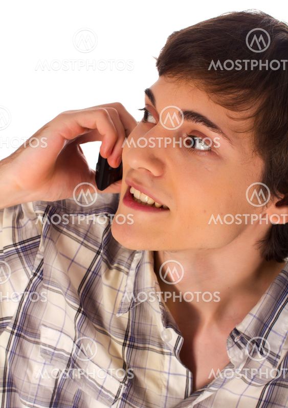 Young man talking mobile phone