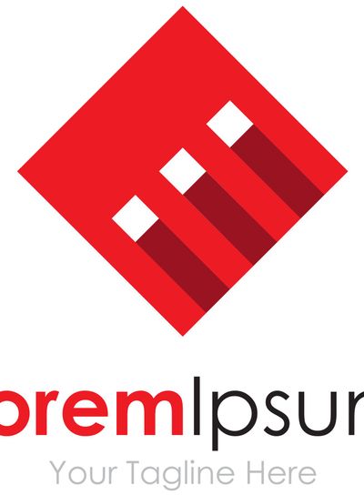 Red abstract tech buzz square elements icon logo