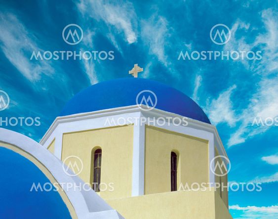 Sunset over a Typical House in Greece