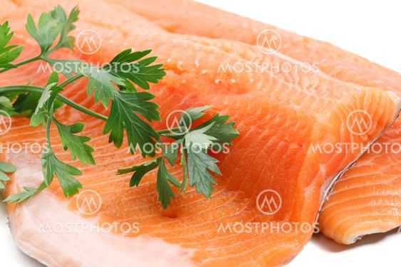 trout fillet with parsley closeup