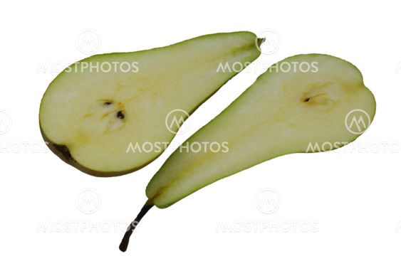 isolated slices of pear