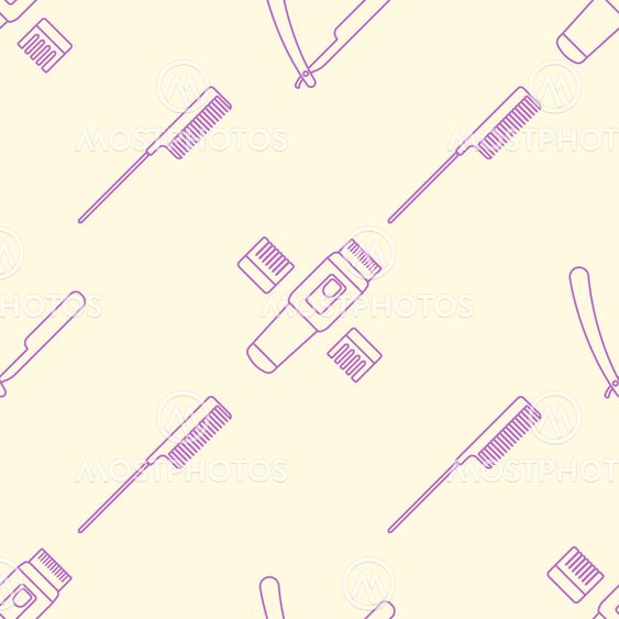 deco hairdresser tools seamless pattern