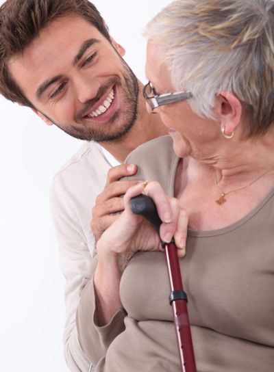 portrait of a young man and older woman
