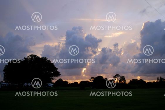 golf course at sunset