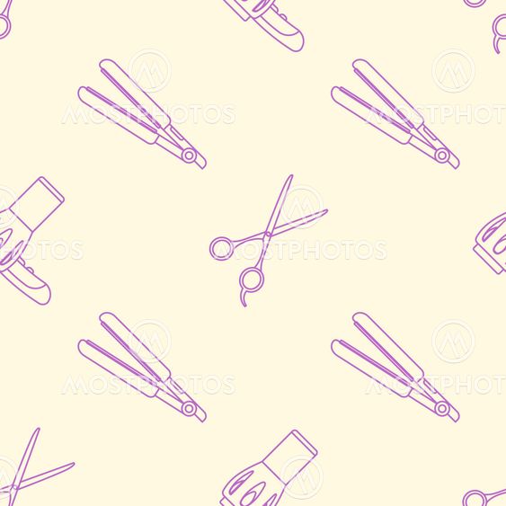 deco hairdresser tools seamless pattern