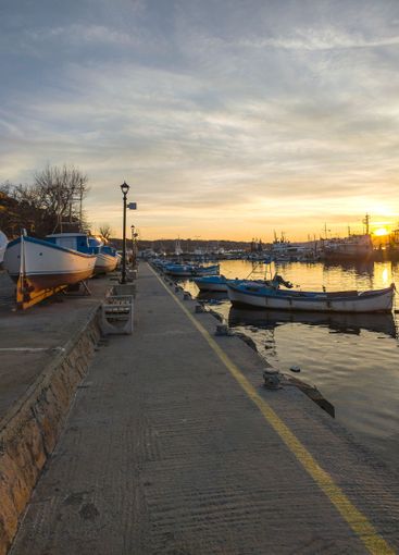 Sunset view of the port of Sozopol, Bulgaria
