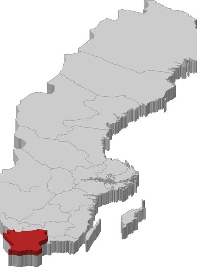 Map of Sweden, Skane County highlighted