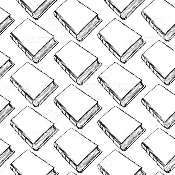 sketch cute book seamless pattern