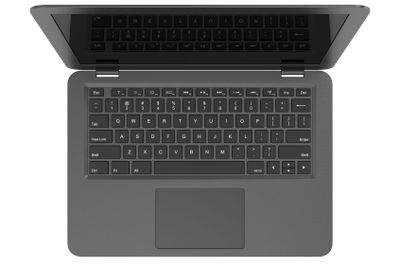 Black Laptop Computer Top View Isolated on White