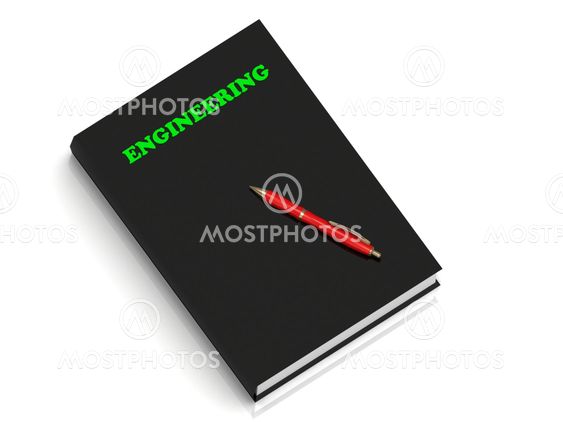 ENGINEERING- inscription of green letters on black book