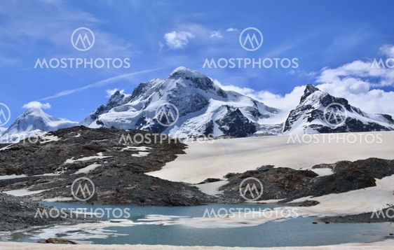 Amazing view of tourist trail near the Matterhorn in the Swiss Alps