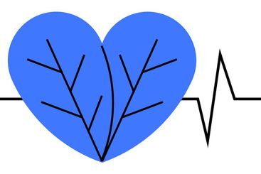 Heartbeat with Blue Heart Shape Featuring Branches,...
