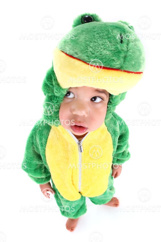 Adorable baby boy dressed as a frog