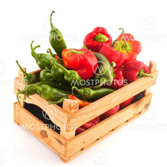 Wooden crate with vegetables
