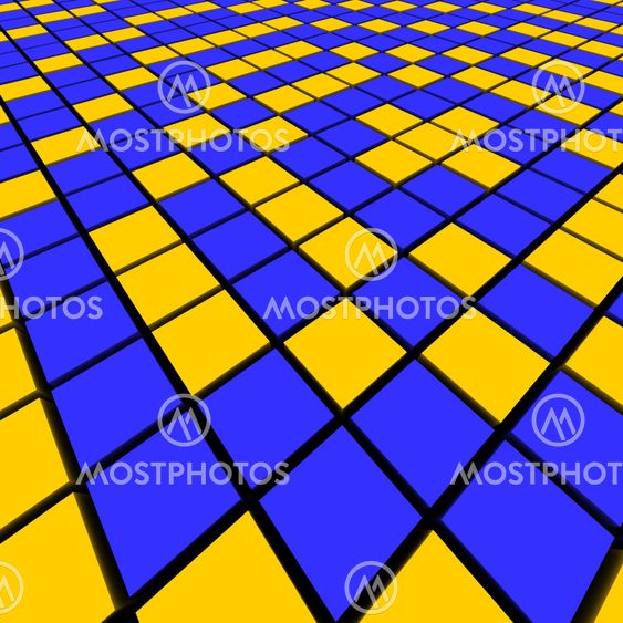 Blue and orange mosaic abstract background