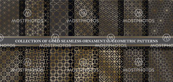 Collection of art deco vector geometric patterns -...